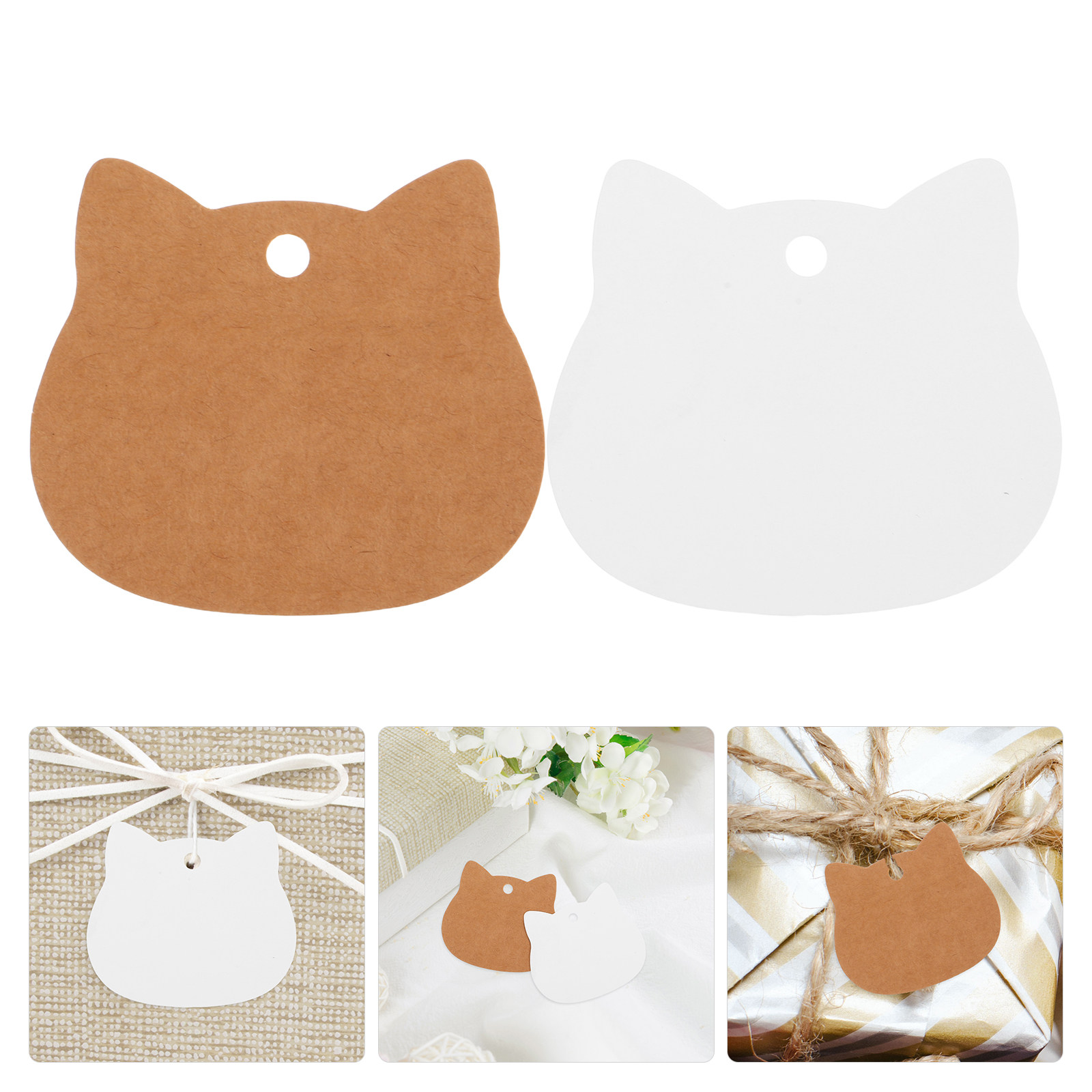 Kraft Hang Tag - 200Pcs Cat Shaped Kraft Paper Tags