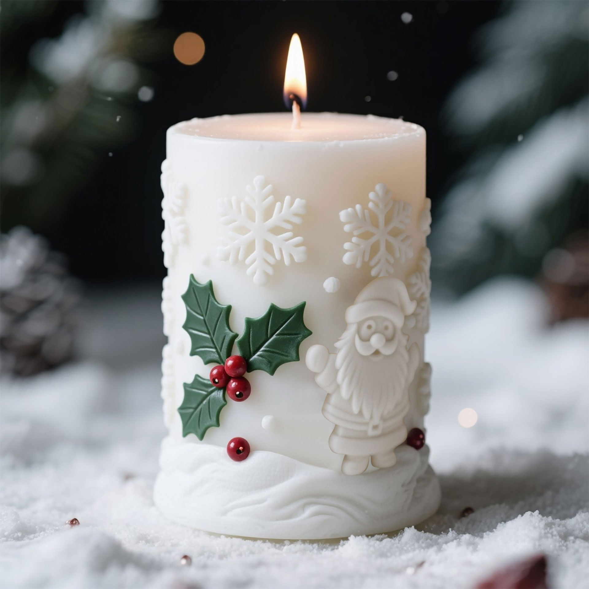 Candle Making Supplies For Beginners - 3D Relief Cylinder Christmas Snowflake Elk