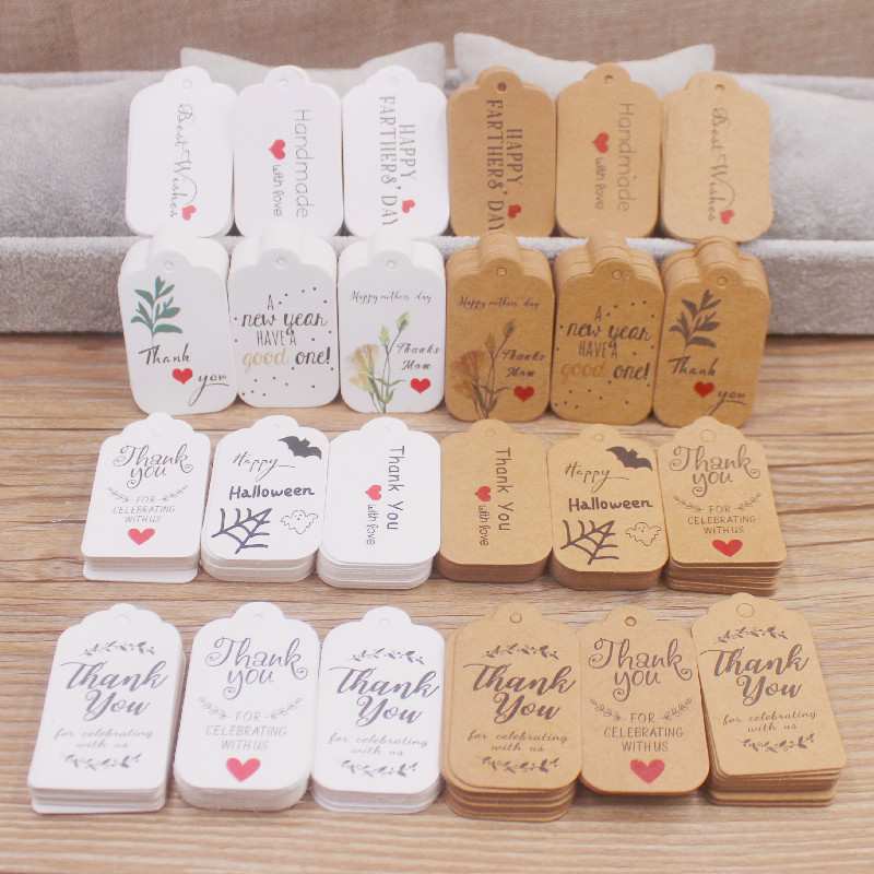 Kraft Hang Tag - 100 pcs 3x5cm Kraft Paper Brown/White