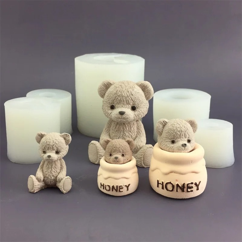 Candle Making Supplies For Beginners - Cute Bear Honey Jar Silicone Candle