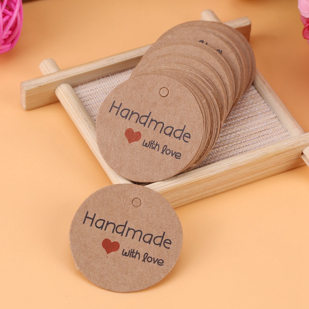 100pcs Price Tag Brown Handmad - Kraft Hang Tag ulasan dan harga