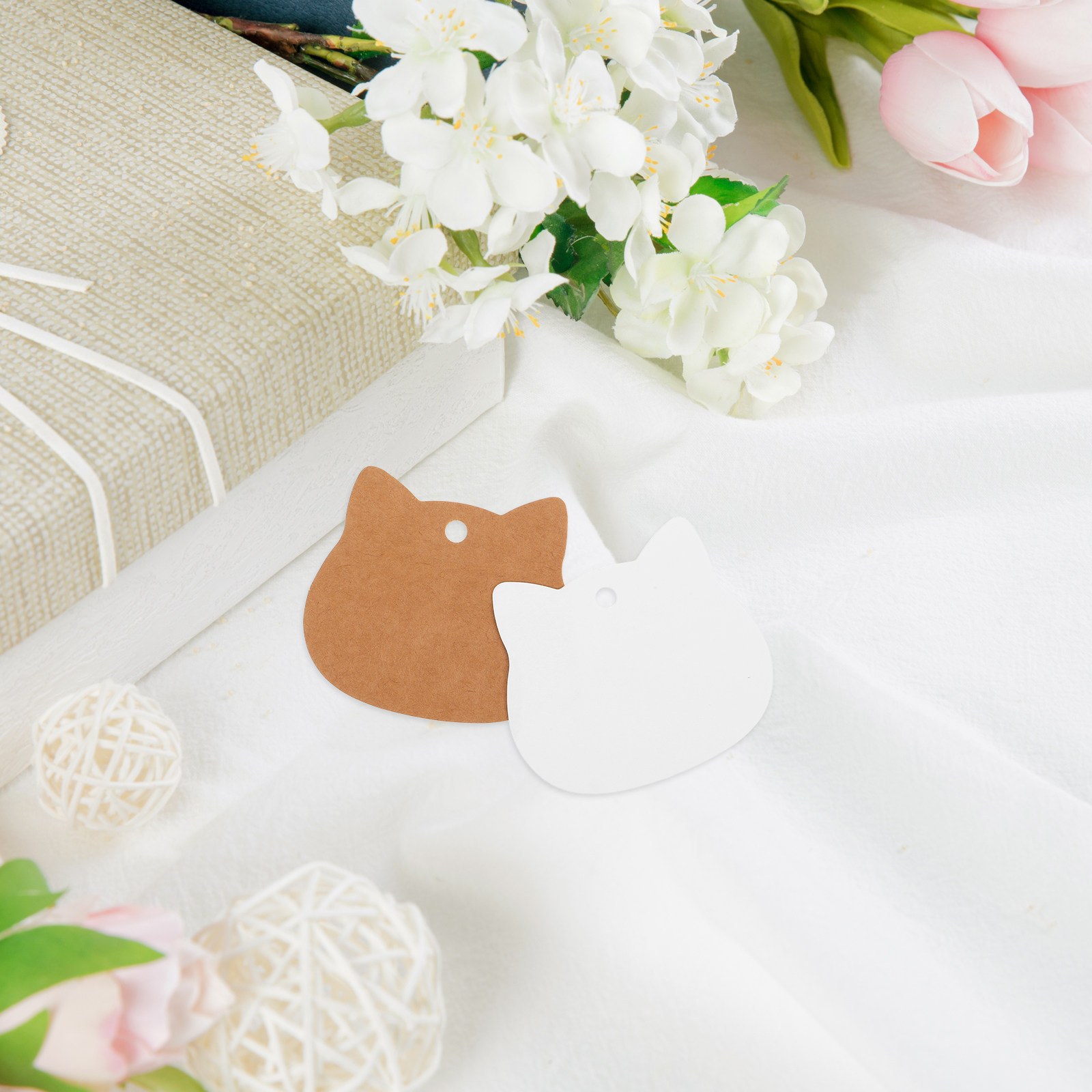 200Pcs Cat Shaped Kraft Paper  - Kraft Hang Tag ulasan dan harga