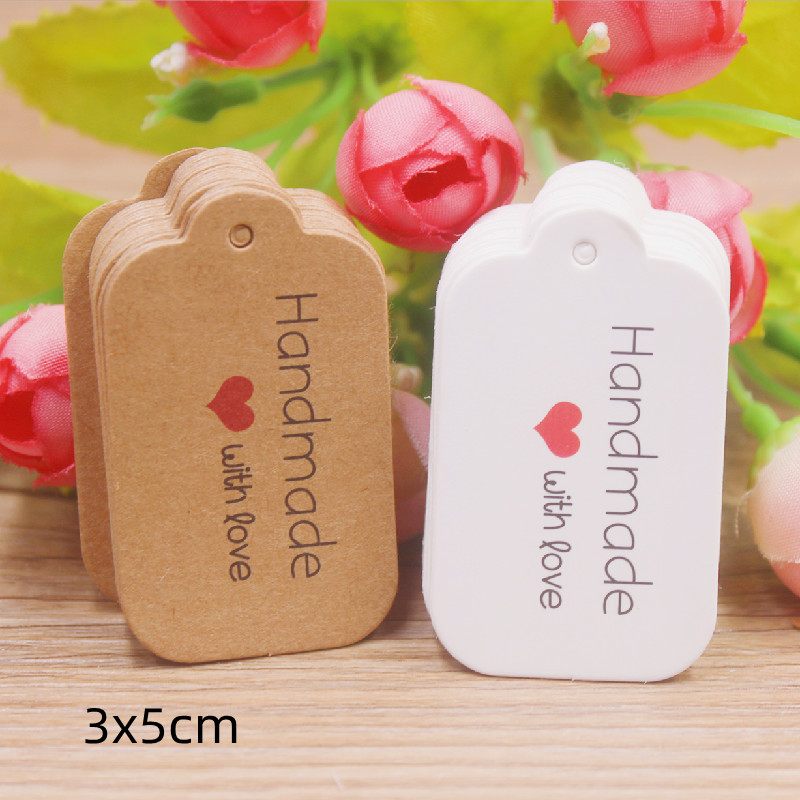 100 pcs 3x5cm Kraft Paper Brow - Kraft Hang Tag ulasan dan harga