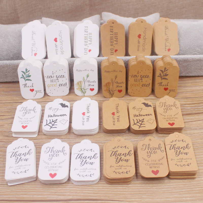 100 pcs 3x5cm Kraft Paper Brow - Kraft Hang Tag ulasan dan harga