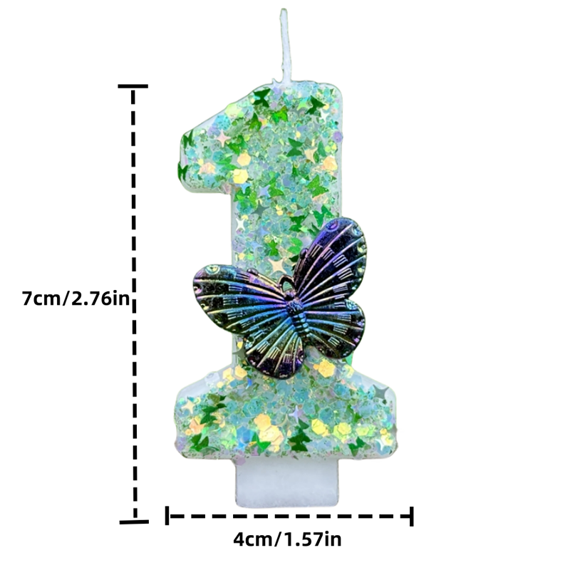 1Pc Green Sequins Number 0-9 B - Supplies Of Candle ulasan dan harga