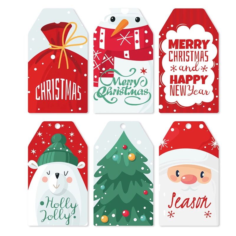 50pcs Christmas Paper Gift Tag - Kraft Hang Tag ulasan dan harga