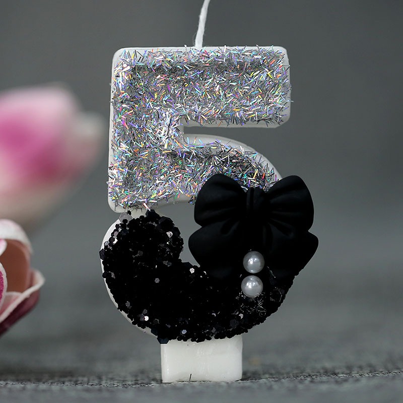 Midnight Bow & Pearl 0-9 Numbe - Supplies Of Candle ulasan dan harga